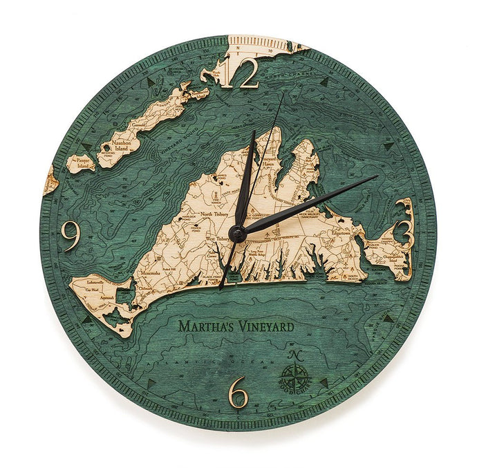 Martha's Vineyard Wood Carved Clock