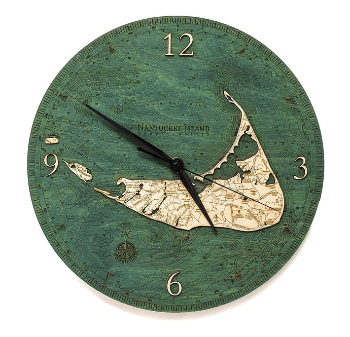 Nantucket Wood Carved Clock