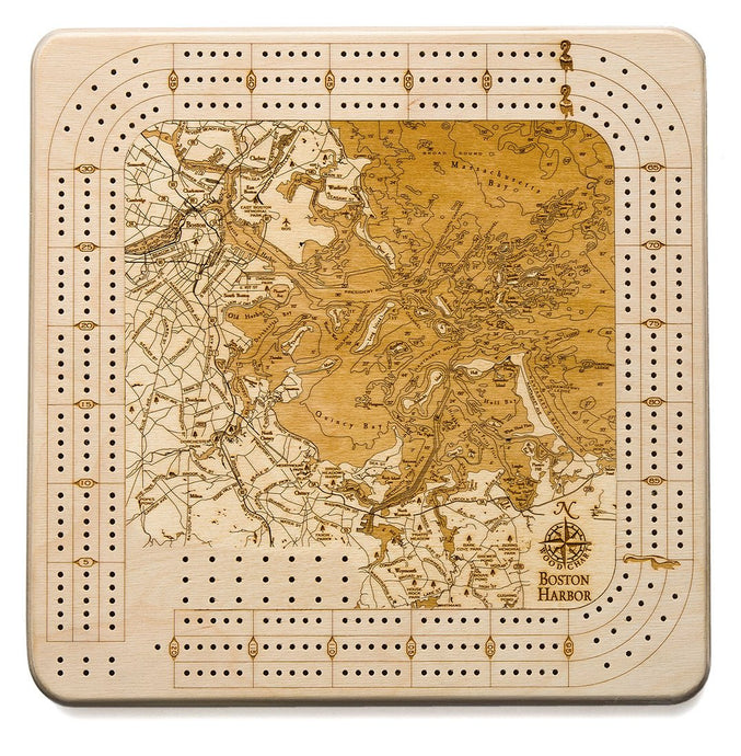 Boston Harbor Topographic Cribbage Board