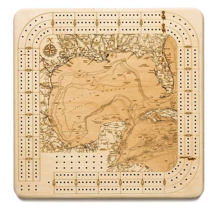Gulf of Mexico Topographic Cribbage Board