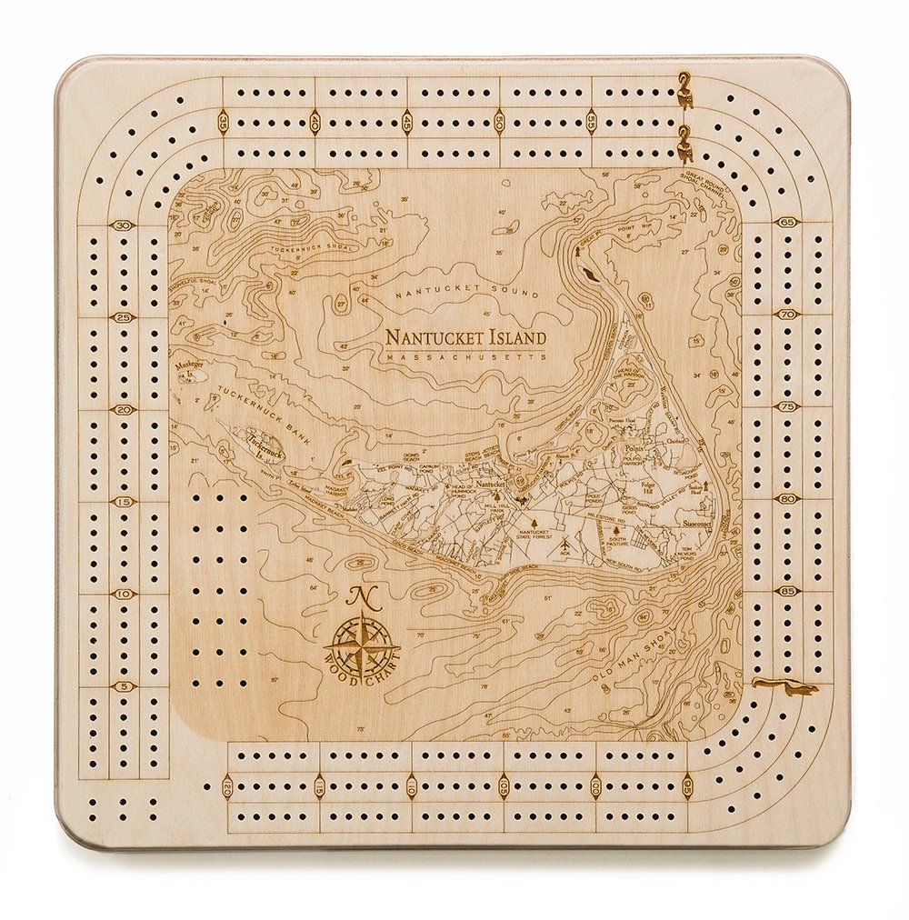 Nantucket Topographic Cribbage Board
