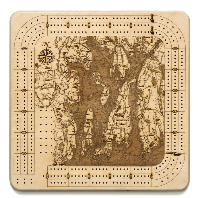Narragansett RI Topographic Cribbage Board