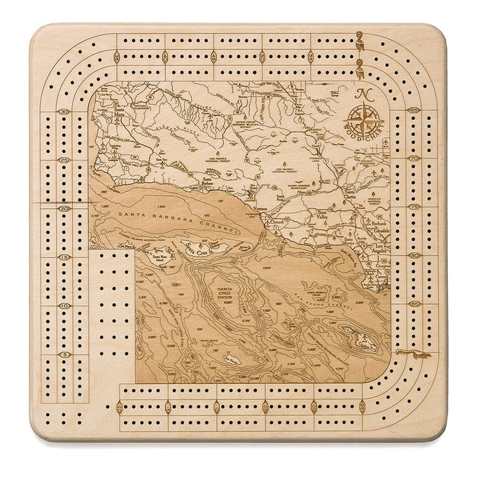 Santa Barbara/Channel Islands Topographic Cribbage Board