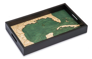 Gulf of Mexico Wooden Topographical Serving Tray