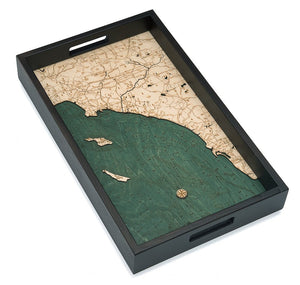 LA to San Diego Wood Carved Topographic Serving Tray