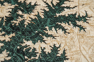 Lake Norman Wood Carved Topographical Depth Chart/Map