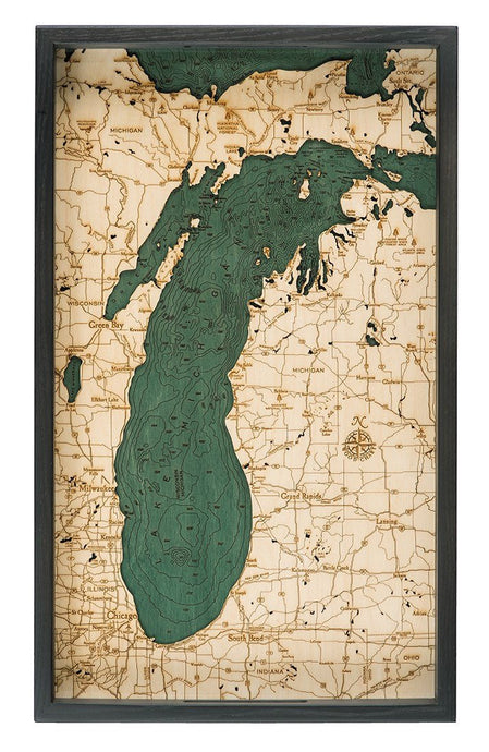 Lake Michigan Wooden Topographical Serving Tray
