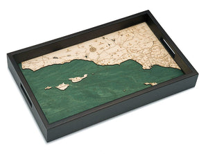 Santa Barbara/Channel Islands Wooden Topographical Serving Tray