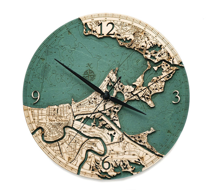 New Orleans Wood Carved Clock