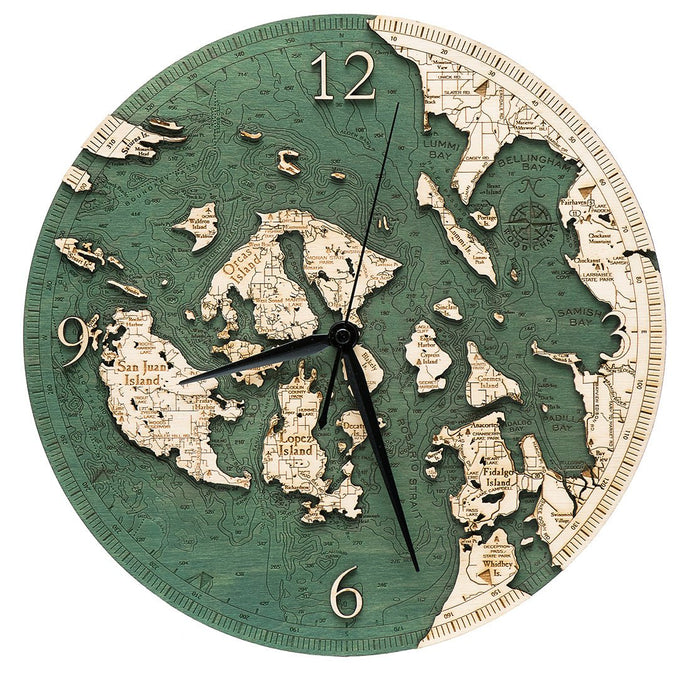 San Juan Islands Wood Carved Clock