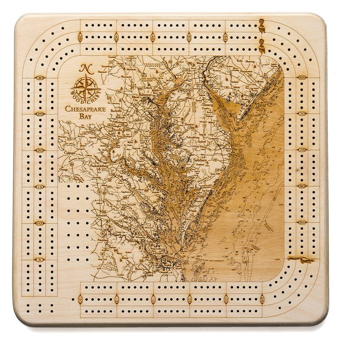 Chesapeake Bay Topographic Cribbage Board