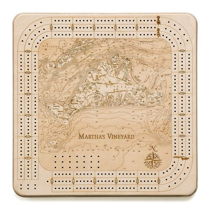 Martha's Vineyard Topographic Cribbage Board