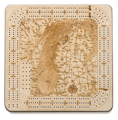 Lake Michigan Topographic Cribbage Board