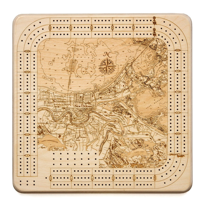 New Orleans LA Topographic Cribbage Board
