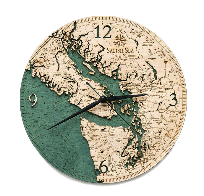 Salish Sea Wood Carved Clock