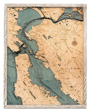 San Francisco/Bay Area Wood Carved Topographic Depth Chart/Map