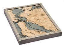 San Francisco/Bay Area Wood Carved Topographic Depth Chart/Map