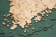 South Korea Wood Carved Topographic Depth Map