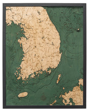 South Korea Wood Carved Topographic Depth Map