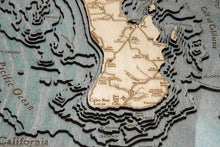 Baja California Wood Carved Topographic Depth Chart/Map