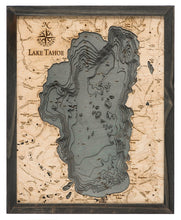 Lake Tahoe Wood Carved Topographical Depth Chart/Map