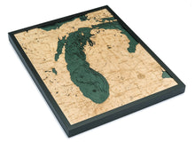 Lake Michigan Wood Carved Topographic Depth Chart/Map