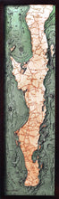 Baja California Wood Carved Topographic Depth Chart/Map