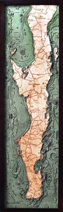 Baja California Wood Carved Topographic Depth Chart/Map