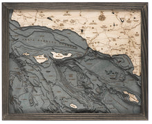 Santa Barbara/Channel Islands Wood Carved Topographic Depth Chart/Map
