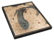 Lake Michigan Wood Carved Topographic Depth Chart/Map