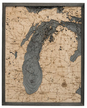 Lake Michigan Wood Carved Topographic Depth Chart/Map