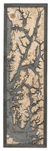 Inside Passage Wood Carved Topographic Depth Chart/Map
