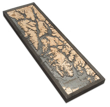Inside Passage Wood Carved Topographic Depth Chart/Map