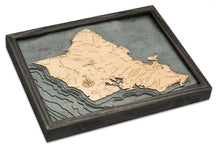 Oahu Wood Carved Topographic Depth Chart/Map