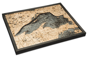 Lake Superior Wood Carved Topographic Depth Chart/Map