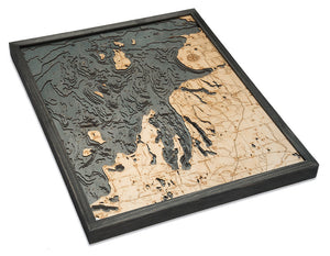 Northwest Michigan Wood Carved Topographic Depth Chart/Map
