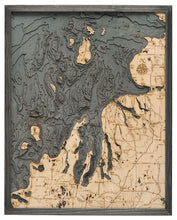 Northwest Michigan Wood Carved Topographic Depth Chart/Map