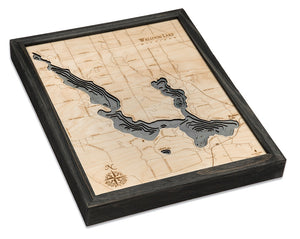 Walloon Lake, Michigan Wood Carved Topographic Depth Chart/Map