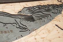 Lake Erie Wood Carved Topographic Depth Chart/Map