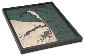 Rumson Wood Carved Topographic Depth Chart/Map