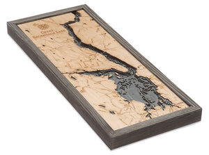 Great Sacandaga Lake Wood Carved Topographic Depth Chart/Map