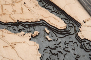 Great Sacandaga Lake Wood Carved Topographic Depth Chart/Map