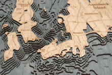 Narragansett Bay & Newport, RI Wood Carved Topographic Depth Chart/Map