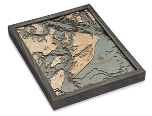 Hilton Head, SC Wood Carved Topographic Depth Chart/Map