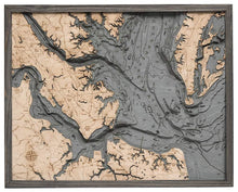 Norfolk, VA Wood Carved Topographic Depth Chart/Map