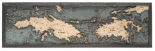 Virgin Islands Wood Carved Topographic Depth Chart/Map
