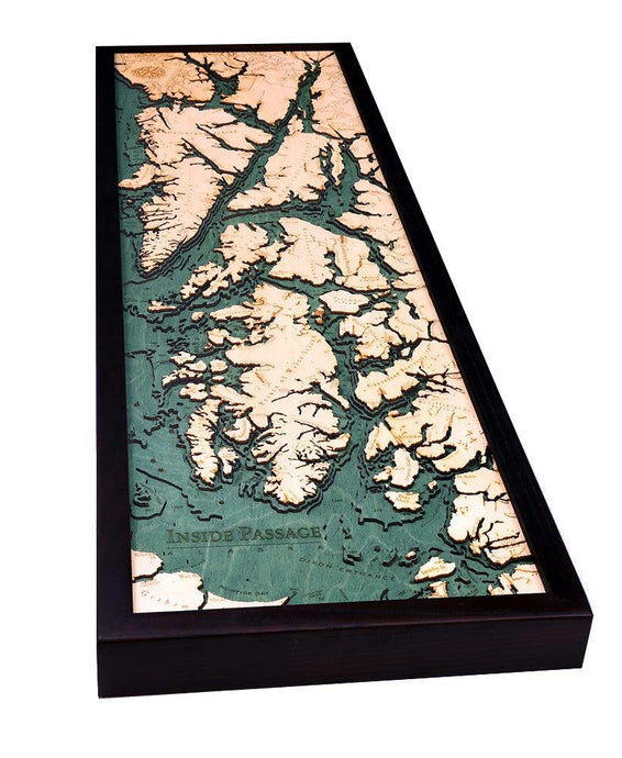 Inside Passage Wood Carved Topographic Depth Chart/Map