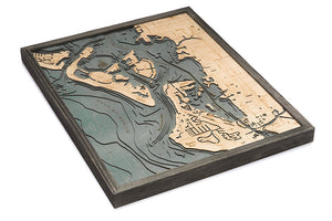 Siesta Key Wood Carved Topographic Depth Chart/Map