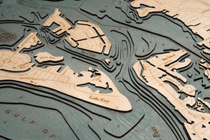 Siesta Key Wood Carved Topographic Depth Chart/Map