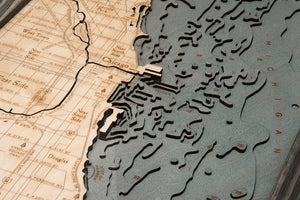 Chicago Wood Carved Topographic Depth Chart/Map